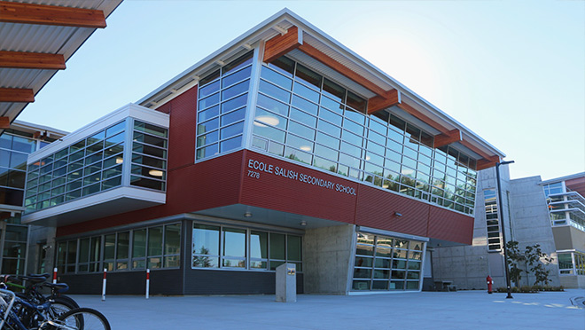 Main entrance of the Salish Secondary School