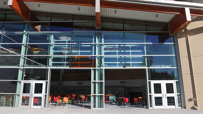 Entrance to a large workspace in the Salish Secondary School