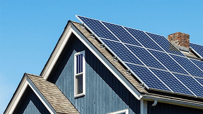 Solar panel on a house roof Solar panel on a house roof