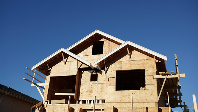 A wood-framed Vancouver home under construction