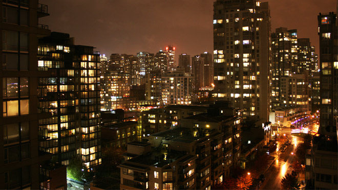 Image of Vancouver Yaletown at night Image of Vancouver Yaletown at night