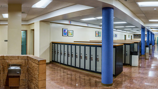 Image of a Citadel Middle School hallway and lockers Image of a Citadel Middle School hallway and lockers