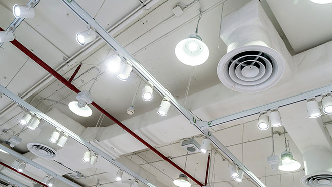 Image of the ceiling in a commercial building