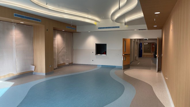 Hallway and elevators in construction at Mills Memorial Hospital Hallway and elevators in construction at Mills Memorial Hospital