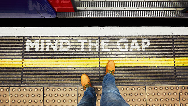 Image of London Metro Image of London Metro "Mind the gap" message