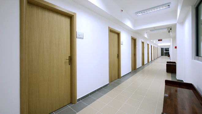 Image of doors in an office hallway Image of doors in an office hallway