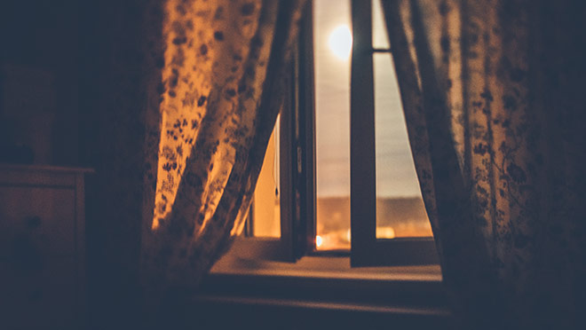 Image of a window open on a hot summer night Image of a window open on a hot summer night