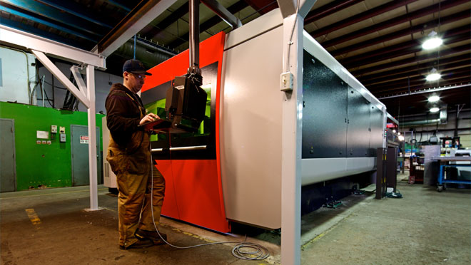 Image of Pacific Energy's manufacturing facility with their new 3000 Watt fiber laser Image of Pacific Energy's manufacturing facility with their new 3000 Watt fiber laser