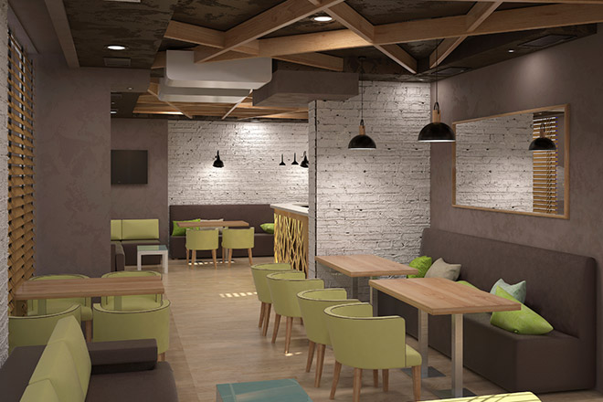 Image of 3D rendering of restaurant lighting Image of 3D rendering of restaurant lighting