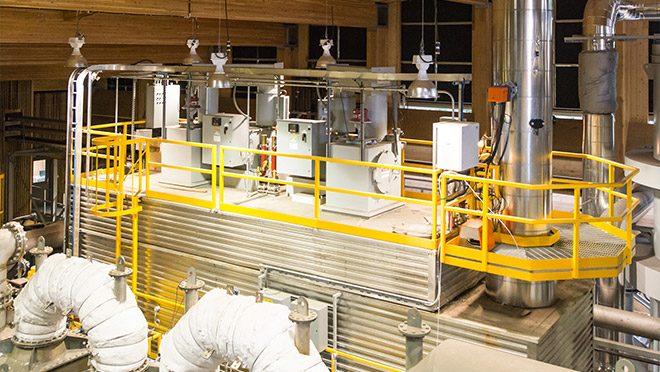 Equipment inside UBC's Bioenergy Research and Demonstration Facility