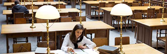 Student studying in university library Student studying in university library