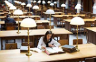 Student studying in university library