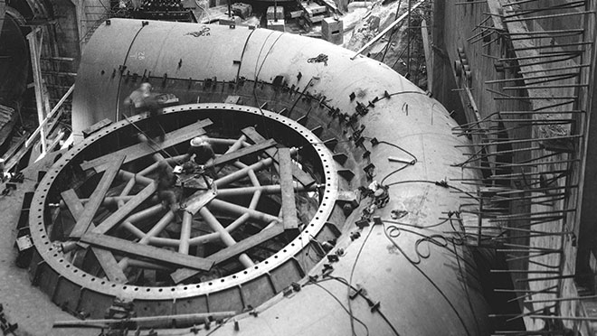 Image of a scroll case drying construction of the WAC Bennett Dam Image of a scroll case drying construction of the WAC Bennett Dam