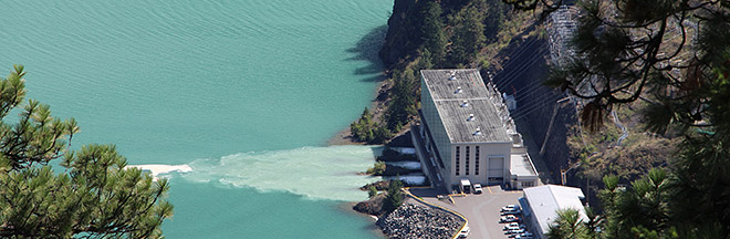 Aerial view of the Bridge 2 powerhouse
