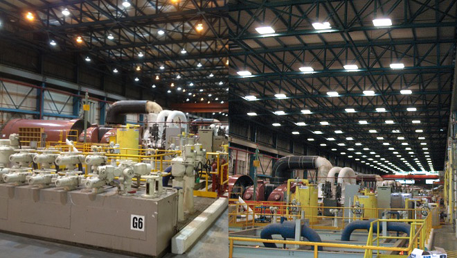 Image of Burrard Thermal generating plant, before and after lighting upgrades Image of Burrard Thermal generating plant, before and after lighting upgrades