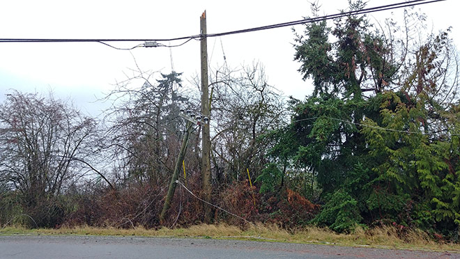 Image of broken wooden power pole Image of broken wooden power pole from a storm