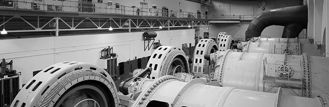 Historic photo of inside Bennett Dam 