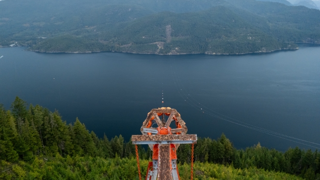 The last conductor as seen from behind the tower on Nelson Island. 