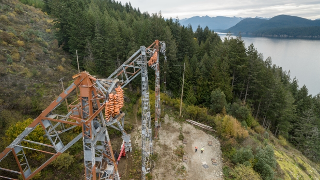 The towers at Jervis Inlet North following the removal of the power line. 
