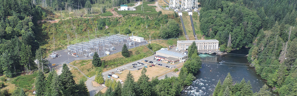 Aerial view of John Hart generating station