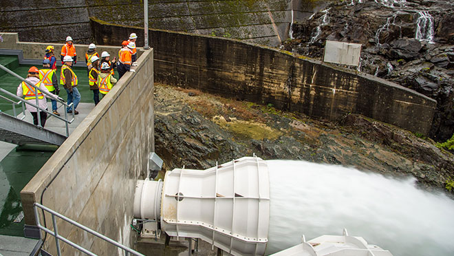 Image of the low-level outlet at the John Hart Generating Station