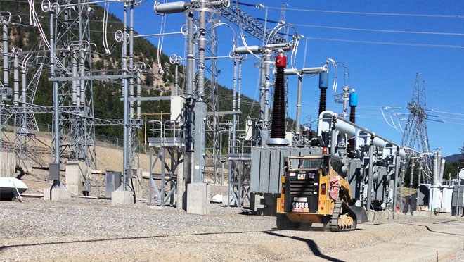 Area surrounding Kelly Lake substation is being paved with non-conductive gravel Area surrounding Kelly Lake substation is being paved with non-conductive gravel