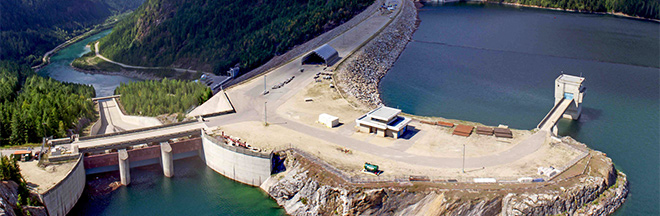 Aerial image of the Mica Dam Aerial image of the Mica Dam