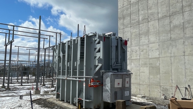 Transformer placed on pad.