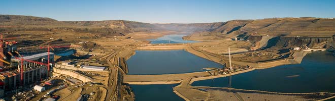 Site C: cofferdams on the diverted Peace River Site C: cofferdams on the diverted Peace River