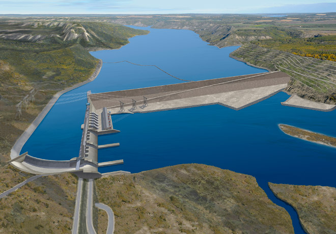 Image of artist's rendering of Site C dam