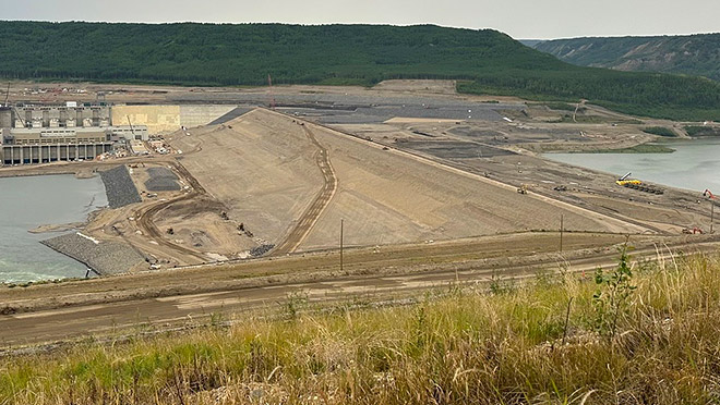 The Site C earthfill dam under construction