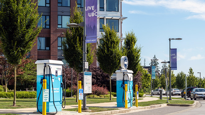 UBC Wesbrook Place, Vancouver B.C. EV fast charging site.