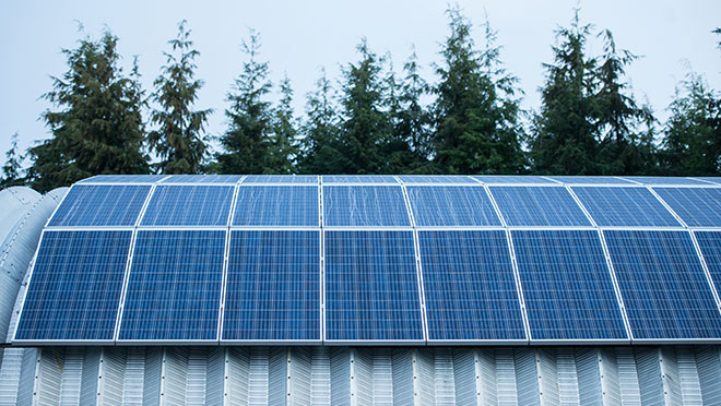 solar panels at the Alert Bay Public Works building