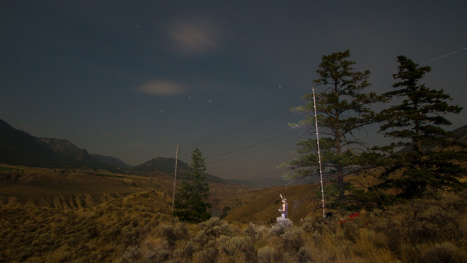 Image of bat netting at night near Lillooet, B.C. Image of bat netting at night near Lillooet, B.C.