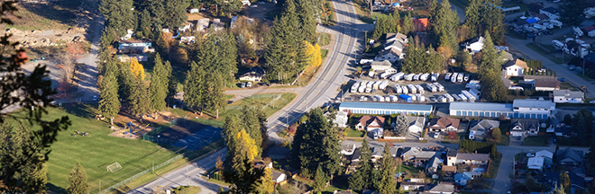 B.C. aerial shot of residential area.