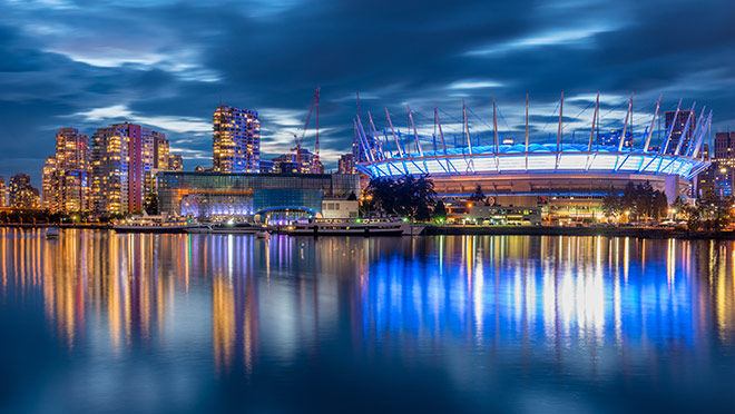 Image of False Creek and BC Place at night Image of False Creek and BC Place at night