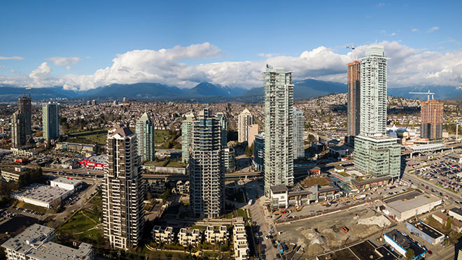 Image of condo towers in Burnaby, B.C's Brentwood neighbourhood