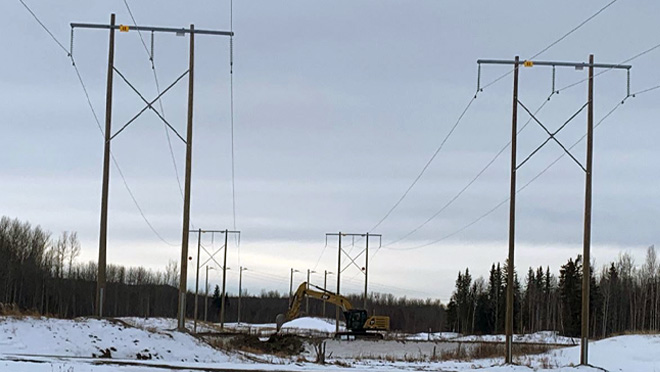 An example of a double circuit 230 kV transmission line.
