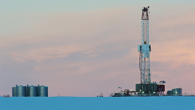 Image of a drilling rig in B.C. at dawn https://climate.gov.bc.ca/app/uploads/sites/13/2016/10/4030_CLP_Booklet_web.pdf