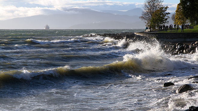 Image of English Bay during a windstorm