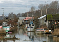 Distribution lines crossing the Finn Slough in Steveston