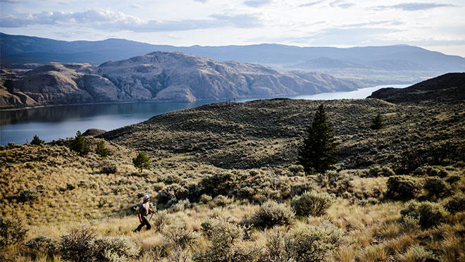 Lac Du Bois grasslands, Kamloops View over Lac Du Bois grasslands and Kamloops Lake.