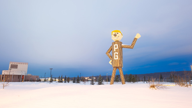 Mr. PG 8-metre high Mr. PG stands at junction of two highways at Prince George.