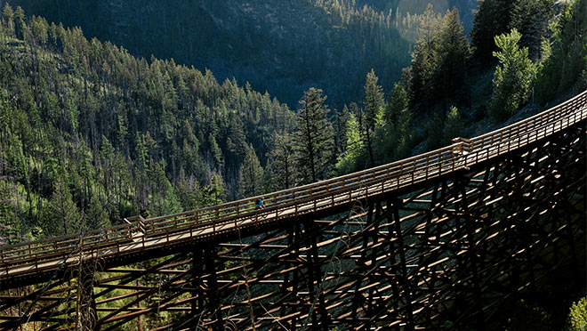 Curved trestle on Kettle Valley Railway's Myra Canyon Curved trestle on Kettle Valley Railway's Myra Canyon