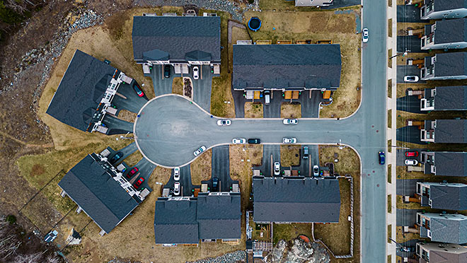 Aerial view of a Canadian subdivision