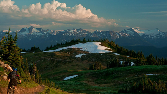Cycling Frisby Ridge near Revelstoke Cycling Frisby Ridge near Revelstoke
