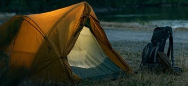 Tent at Strathcona Dam recreation area Tent at Strathcona Dam recreation area