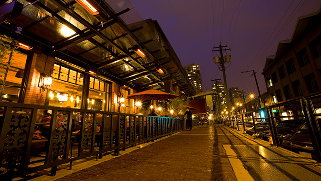 Vancouver's Yaletown neighbourhood at night