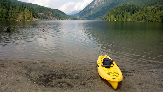 Image of yellow kayak at Buntzen Lake Image of yellow kayak at Buntzen Lake