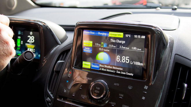 Image of the display panel in the Chevrolet Volt Image of the display panel in the Chevrolet Volt